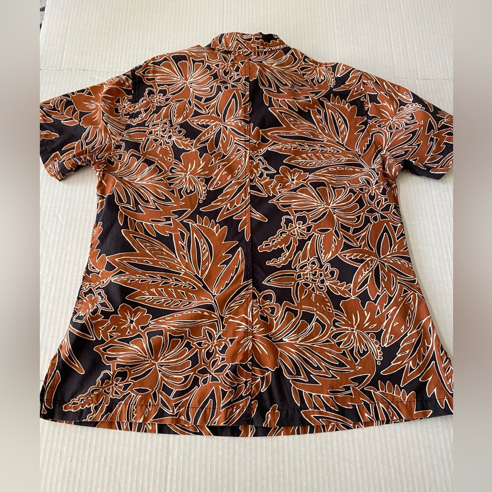 Vintage Go Barefoot Hawaiian Shirt Brick Red and Black 3 button pullover Size XL - Picture 3 of 11